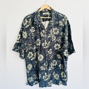 Tommy Bahama silk navy blue Hawaiian shirt XL